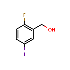 Chemical structure of 2-Fluoro-5-iodobenzyl alcohol , CAS 438050-27-2, AChemBlock N27718