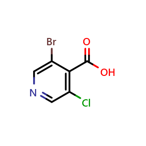 Chemical structure of 3-Bromo-5-chloro-4-pyridinecarboxylic acid , CAS 1214377-41-9, AChemBlock N27720