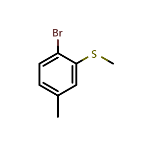 Chemical structure of 1-Bromo-4-methyl-2-(methylthio)benzene , CAS 143701-84-2, AChemBlock N27752
