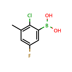 Chemical structure of 2-Chloro-5-fluoro-3-methylphenylboronic acid , CAS 2121511-44-0, AChemBlock N27776