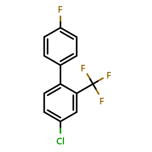Chemical structure of 4-Chloro-4'-fluoro-2-(trifluoromethyl)-1,1'-biphenyl , CAS 1214334-97-0, AChemBlock N27814