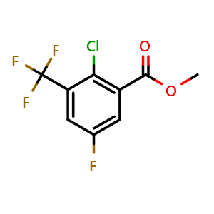 Chemical structure of Methyl 2-chloro-5-fluoro-3-(trifluoromethyl)benzoate , CAS 1805955-89-8, AChemBlock N27831