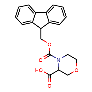 Chemical structure of 4-N-Fmoc-3-morpholinecarboxylic acid , CAS 204320-51-4, AChemBlock O27916