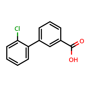 Chemical structure of 2'-Chlorobiphenyl-3-carboxylic acid , CAS 168619-03-2, AChemBlock O27923