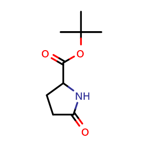 Chemical structure of tert-Butyl 5-oxo-2-pyrrolidinecarboxylate , CAS 85136-12-5, AChemBlock O27927