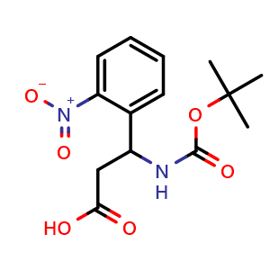 Chemical structure of Boc-3-Amino-3-(2-nitrophenyl)propionic acid , CAS 206537-28-2, AChemBlock O27937