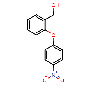 Chemical structure of 2-(4-Nitrophenoxy)-benzenemethanol , CAS 25562-37-2, AChemBlock O27938