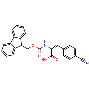Chemical structure of Fmoc-4-Cyano-D-phenylalanine , CAS 205526-34-7, AChemBlock O27956