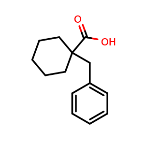 Chemical structure of 1-Benzyl-1-cyclohexanecarboxylic acid , CAS 72335-55-8, AChemBlock O27966