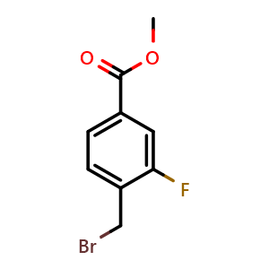 Chemical structure of 4-(Bromomethyl)-3-fluorobenzoic acid methyl ester , CAS 128577-47-9, AChemBlock O27993