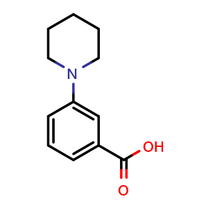 Chemical structure of 3-(1-Piperidinyl)benzoic acid , CAS 77940-94-4, AChemBlock O27994