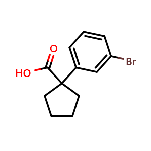 Chemical structure of 1-(3-Bromophenyl)cyclopentanecarboxylic acid , CAS 143328-23-8, AChemBlock O28005