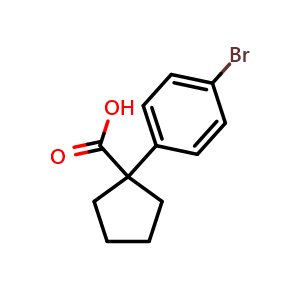 Chemical structure of 1-(4-Bromophenyl)cyclopentanecarboxylic acid , CAS 143328-24-9, AChemBlock O28007