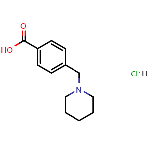 Chemical structure of 4-(1-Piperidinylmethyl)-benzoic acid hydrochloride , CAS 159691-33-5, AChemBlock O28012