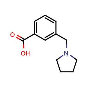 Chemical structure of 3-(1-Pyrrolidinylmethyl)-benzoic acid , CAS 884507-41-9, AChemBlock O28013