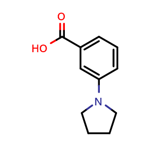 Chemical structure of 3-(1-Pyrrolidinyl)benzoic acid , CAS 72548-79-9, AChemBlock O28031