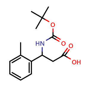 Chemical structure of Boc-3-Amino-3-(2-methylphenyl)propionic acid , CAS 284493-54-5, AChemBlock O28064