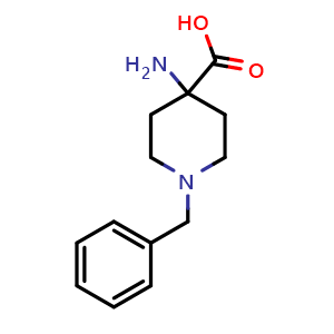 Chemical structure of 4-Amino-1-benzyl-4-piperidinecarboxylic acid , CAS 39143-25-4, AChemBlock O28081