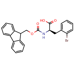Chemical structure of Fmoc-2-Bromo-D-phenylalanine , CAS 220497-79-0, AChemBlock O28086