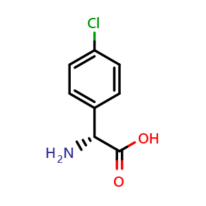 Chemical structure of (R)-2-(4-Chlorophenyl)glycine , CAS 43189-37-3, AChemBlock O28109