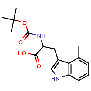 Chemical structure of Boc-4-methyl-DL-tryptophan , CAS 1219232-56-0, AChemBlock O28138