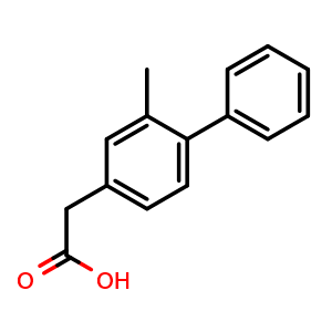 Chemical structure of 2-Methyl-biphenyl-4-acetic acid , CAS 5002-04-0, AChemBlock O28147