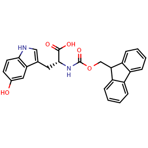 Chemical structure of Fmoc-5-Hydroxy-D-tryptophan , CAS 1353018-32-2, AChemBlock O28150
