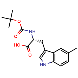 Chemical structure of N-Boc-5-methyl-D-tryptophan , CAS 114873-18-6, AChemBlock O28151