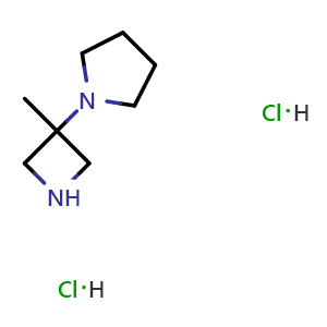 Chemical structure of 1-(3-Methyl-3-azetidinyl)-pyrrolidine dihydrochloride , CAS 1152111-80-2, AChemBlock O28159