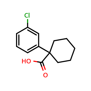 Chemical structure of 1-(3-Chlorophenyl)cyclohexanecarboxylic acid , CAS 610791-40-7, AChemBlock O28178