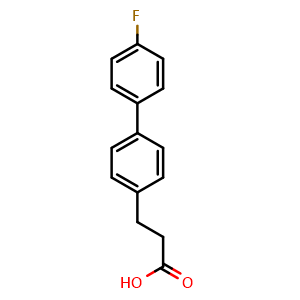 Chemical structure of 4'-Fluoro-biphenyl-4-propanoic acid , CAS 893641-10-6, AChemBlock O28199