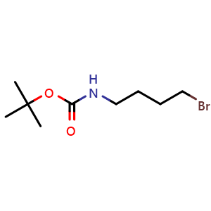 Chemical structure of N-Boc 4-bromobutan-1-amine , CAS 164365-88-2, AChemBlock O28236