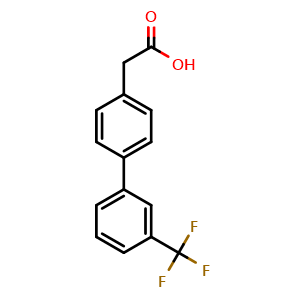 Chemical structure of 3'-(Trifluoromethyl)-biphenyl-4-acetic acid , CAS 877607-26-6, AChemBlock O28240