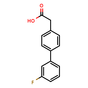 Chemical structure of 3'-Fluoro-biphenyl-4-acetic acid , CAS 5002-38-0, AChemBlock O28241