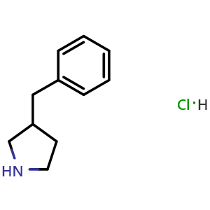 Chemical structure of 3-Benzylpyrrolidine hydrochloride , CAS 936225-49-9, AChemBlock O28255
