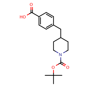 Chemical structure of 4-[(1-Boc-4-piperidinyl)methyl]benzoic acid , CAS 147969-86-6, AChemBlock O28266
