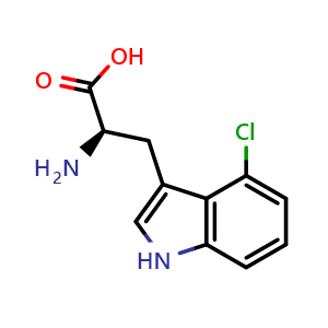 Chemical structure of 4-Chloro-D-tryptophan , CAS 27542-41-2, AChemBlock O28275
