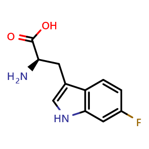Chemical structure of 6-Fluoro-D-tryptophan , CAS 108391-82-8, AChemBlock O28279