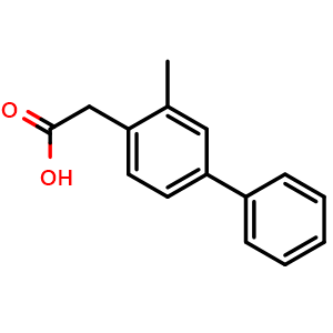 Chemical structure of 3-Methyl-biphenyl-4-acetic acid , CAS 6908-55-0, AChemBlock O28283