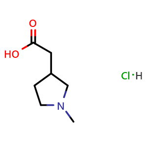 Chemical structure of 1-Methyl-3-pyrrolidineacetic acid hydrochloride , CAS 1071634-26-8, AChemBlock O28286