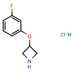 Chemical structure of 3-(3-Fluorophenoxy)-azetidine hydrochloride , CAS 1236861-75-8, AChemBlock O28296