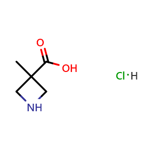 Chemical structure of 3-Methyl-3-azetidinecarboxylic acid hydrochloride , CAS 1365411-50-2, AChemBlock O28316