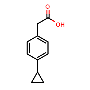 Chemical structure of 4-Cyclopropylphenylacetic acid , CAS 40641-90-5, AChemBlock O28318