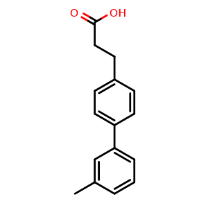 Chemical structure of 3'-Methyl-biphenyl-4-propanoic acid , CAS 893641-38-8, AChemBlock O28352