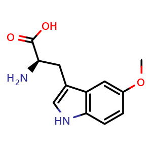 Chemical structure of 5-Methoxy-D-tryptophan , CAS 89496-02-6, AChemBlock O28359