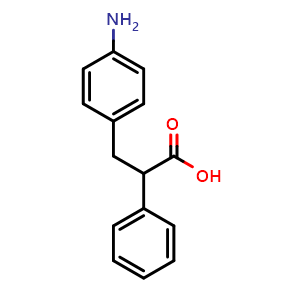 Chemical structure of 4-Amino-a-phenyl-benzenepropanoic acid , CAS 6318-46-3, AChemBlock O28376