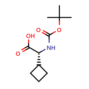 Chemical structure of Boc-(R)-2-Cyclobutylglycine , CAS 155905-78-5, AChemBlock O28383