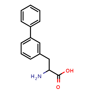 Chemical structure of 2-Amino-3-biphenyl-3-yl-propionic acid , CAS 887502-03-6, AChemBlock O28388