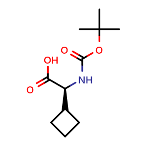 Chemical structure of Boc-(S)-2-Cyclobutylglycine , CAS 155905-77-4, AChemBlock O28393