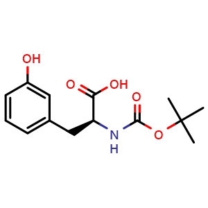 Chemical structure of N-Boc-3-hydroxy-L-phenylalanine , CAS 90819-30-0, AChemBlock O28401